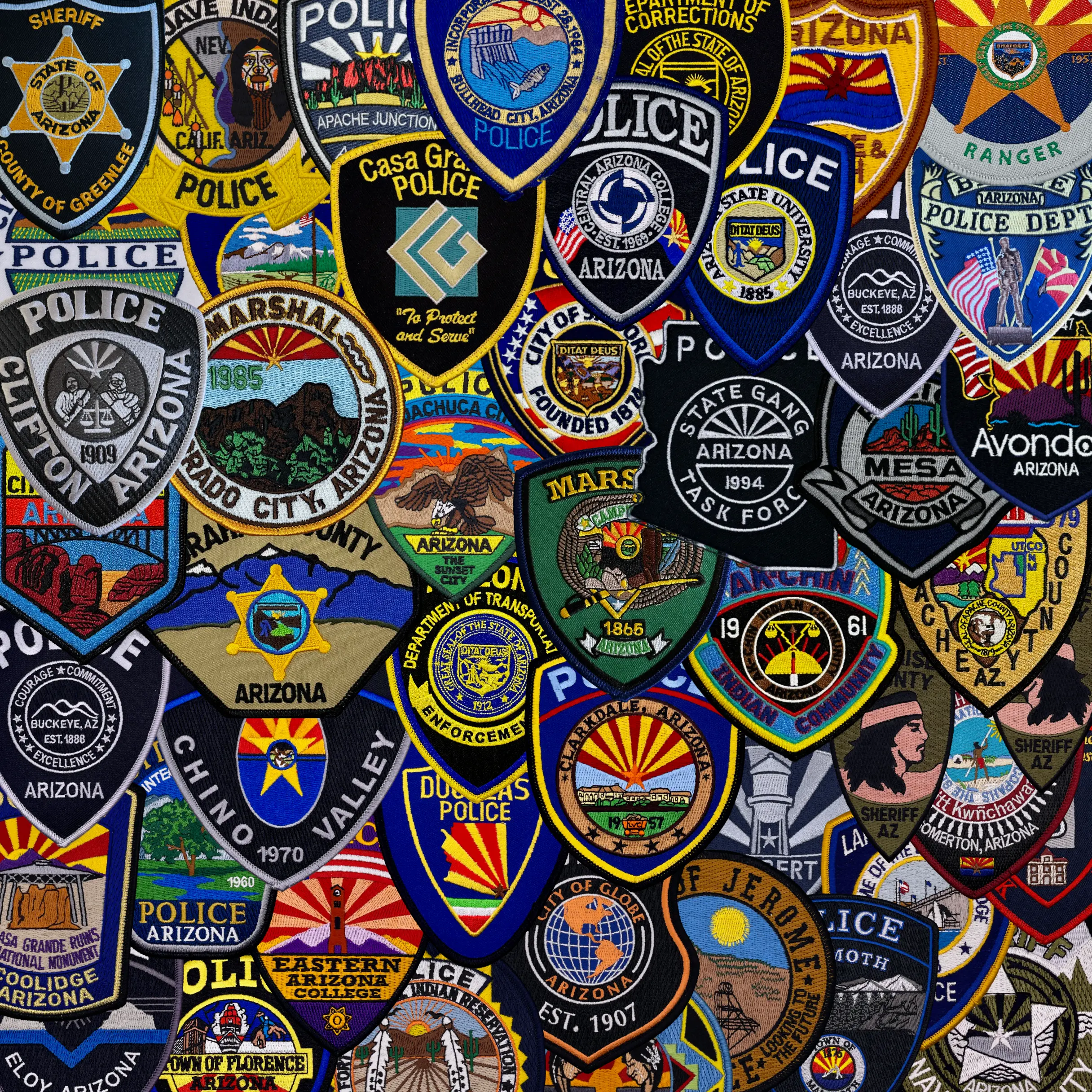 police patches from different Arizona agencies