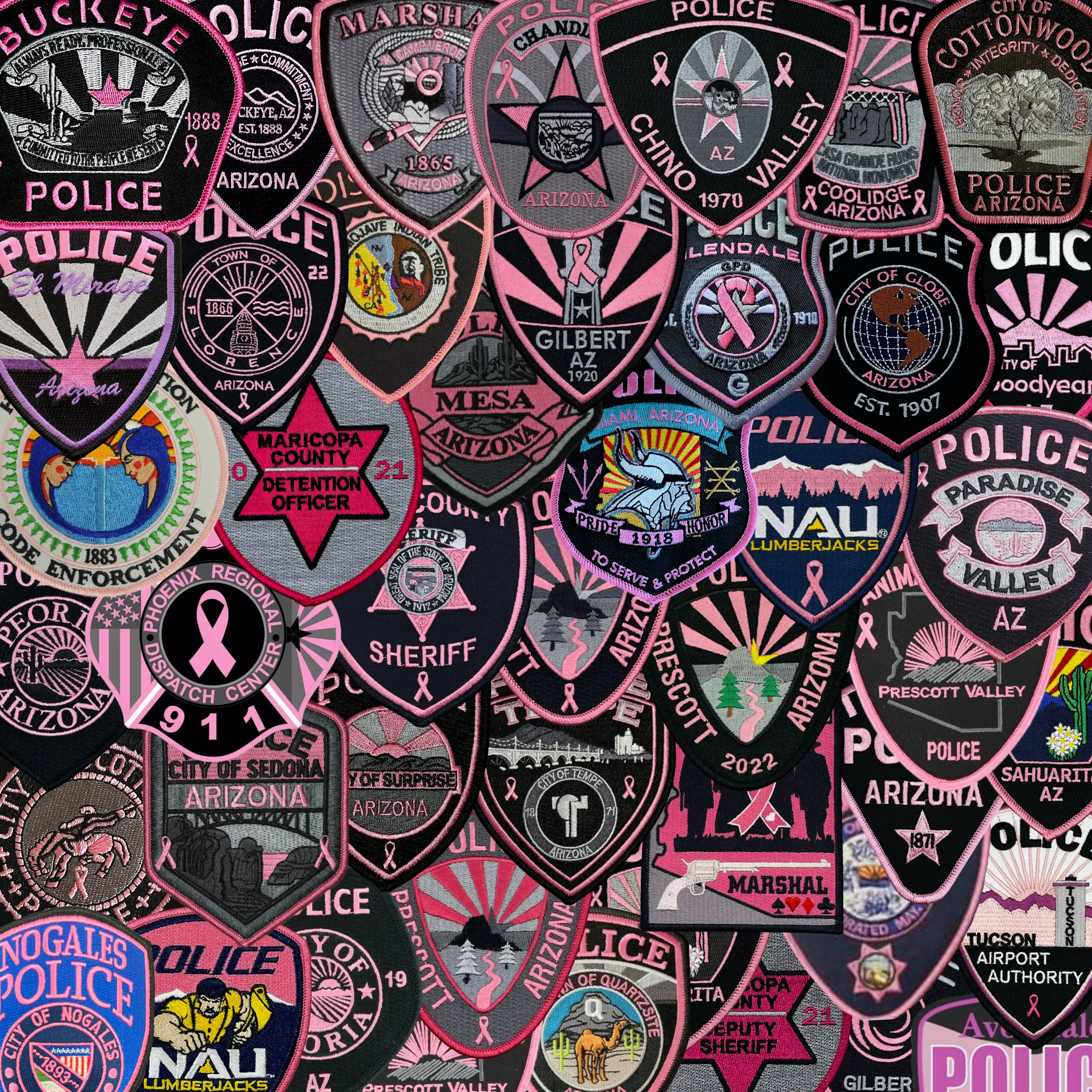 police patches from different Arizona agencies