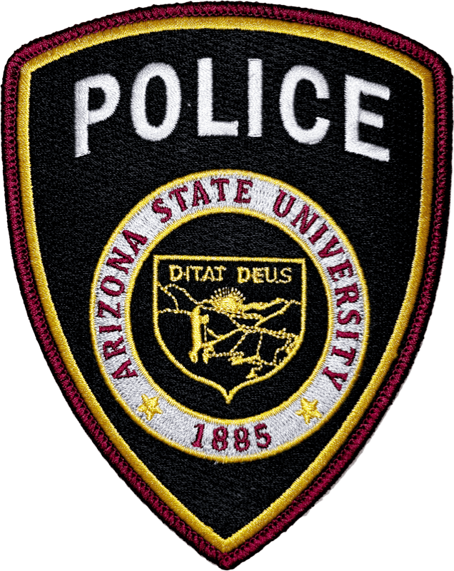 An image of a patch from Arizona State University Police