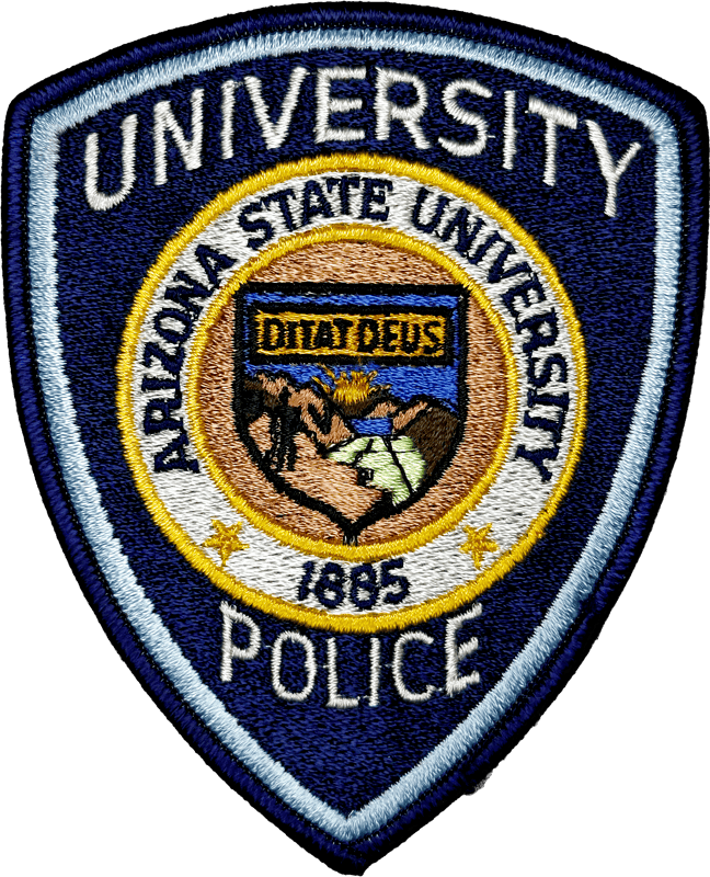 An image of a patch from Arizona State University Police